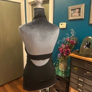 Black Halter Training Top with Cutout Back
